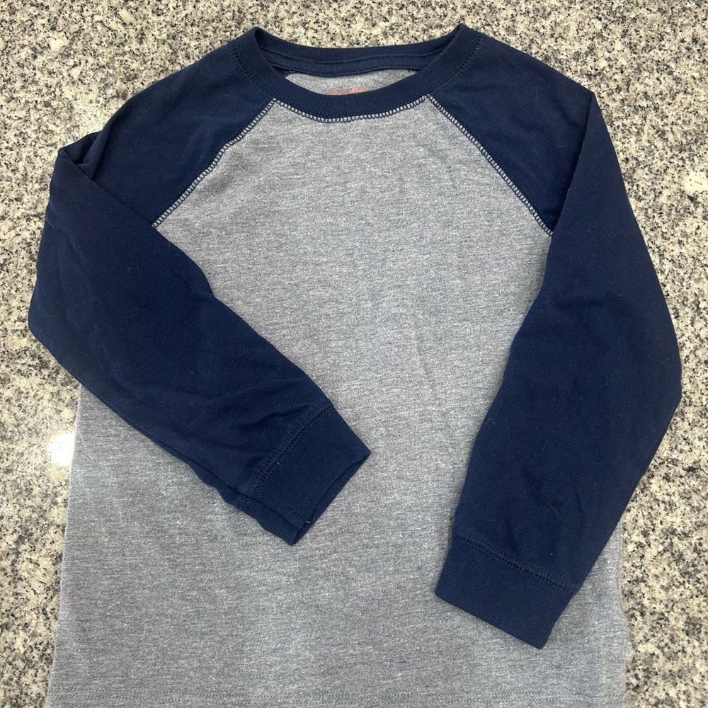 Kids Long Sleeve Gray and Blue Shirt